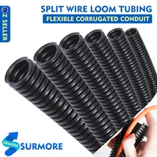 Split Loom Convoluted Tubing Electrical Conduit Home Office Wiring Cover Protect