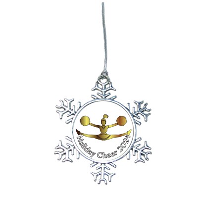 Cheer Cheerleader 2024 Silver Snowflake Christmas Ornament Gift Cheerleading