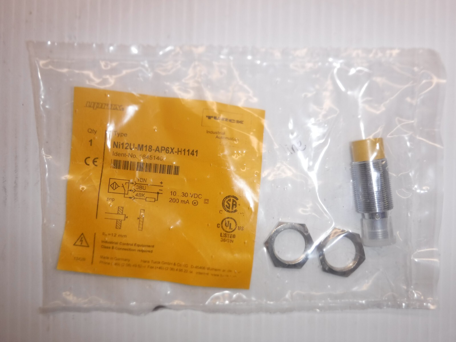 Uprox & Turck Type: Ni12U-M18-AP6X-H1141 Proximity Sensor Switch