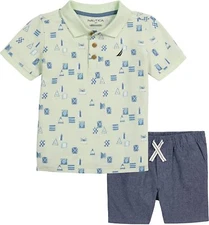 Nautica Boys 2Pc Green Ambrosia Polo Short Set Size 2T 3T 4T 4 5 6 7