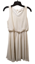 Lush Dress Women's Small Cream Chiffon Off White Elastic Waistband