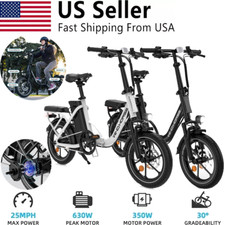 Peak 630W 16"Foldable E-Bike Dual Seat 25MPH 35mi Range Suspension Electric Bike