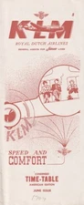 KLM Royal Dutch Airlines timetable 1949/JUN regional 'American Edition'
