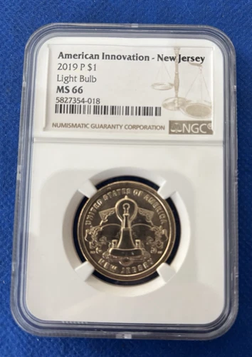 2019-P American Innovation-New Jersey Light Bulb $1 Dollar Coin NGC MS-66