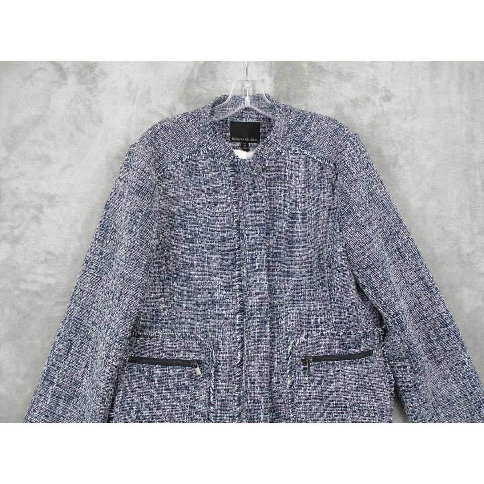 Chaqueta Banana Republic Mujer 16 Alto Tweed Blazer Oficina Carrera Moderna Flecos Foto 3 de 4