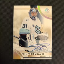OLYMPIC GOALIE Philipp Grubauer 2023-24 UD SP Authentic Gold Limited Auto #89
