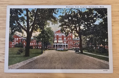 #ad Kalamazoo Michigan Michigan State Hospital Linen Postcard Unposted $6.53