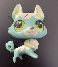 Figurine rare Littlest Pet Shop LPS #3235 Blue Sprinkles Husky Dog Hasbro