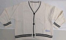 Cardigan Sweater Knitwears Women Autumn Warm Sz XL Sweaters Embroidered Beige