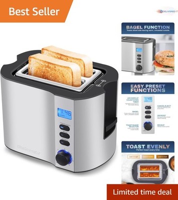 2 Slice Toaster Stainless Steel Extra Wide Slots Bagel Defrost Reheat