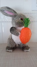 Sisal Bunny Rabbit With Carrots Decor Figure Easter Spring 9" by World Market