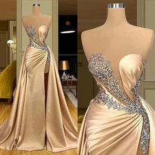 Champagne Satin Wedding Dresses Sexy Illusion Mermaid Bridal Gowns Applique