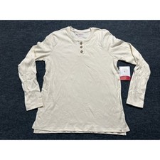 Burt's Bees Baby Henley Pajama Top Women Medium Cream NEW Ribbed Organic Cotton