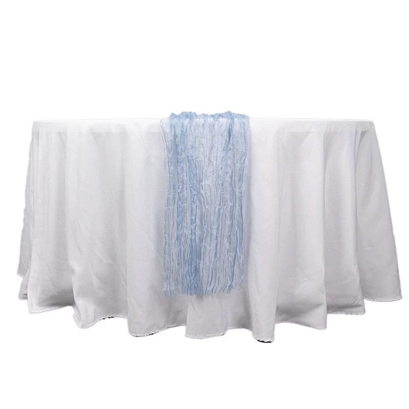 9 ft DUSTY BLUE Sheer Crinkled Organza TABLE RUNNER Party Event Home Decorations - Image 2 of 4