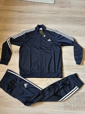 adidas men Fire Essentials 3-Stripes Track Suit Set Top Bottom Bird Blue Sz XL