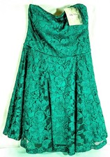 Lily Rose Lined Emerald Green Lace/Tulle Strapless Molded Cup Dress - Sz Lg