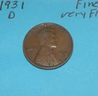 1931 D   WHEAT CENT  FINE - VERY FINE   #8