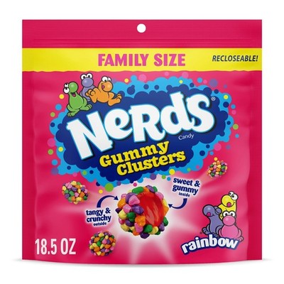 NERDS Gummy Clusters,Candy,Rainbow,Crunchy and Gummy,18.5 oz Bag.