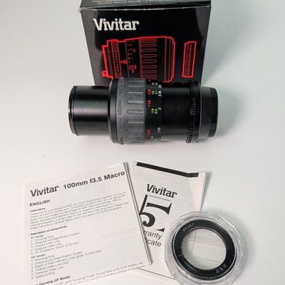 Vivitar 100mm/f3.5 Macro 1:2x Lens for Nikon with box and manual