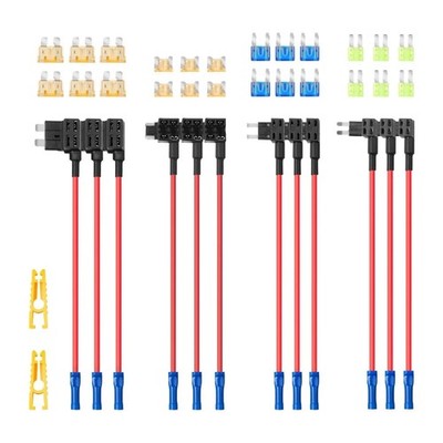 Fuse Tap, 24 Packs, 4 Types 12V Car Add-a-Circuit Fuse Tap Adapter, Standard Min