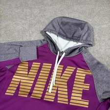 Nike Hoodie Sweatshirt Womens S Purple Pullover Therma Fit Performance Logo