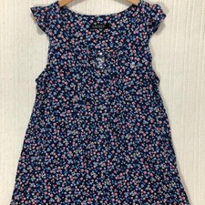 Lauren Ralph Lauren Floral Print Ruffle Hem Dress Navy Blue White Pink Women's L