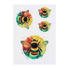 4 x 'Colourful Bumblebee' Temporary Tattoos / Transfers TO00073934 