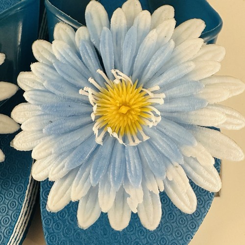 Vintage Retro Mrs Roper Big Flower Flip Flops Wm 6-7 Flower Child Hippie Boho - Picture 9 of 17