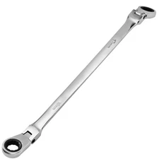 17-19mm Extra Long Flex-Head Ratcheting Wrench, Metric, Double Box End, Gear