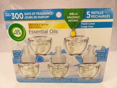5 Pack  Air Wick Plug in Scented Oil Refill Air Freshener Fresh Linen NEW