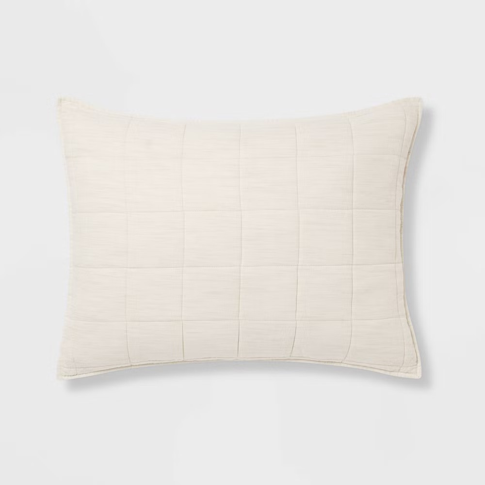 Standard Space Dyed Cotton Linen Sham Khaki - Threshold Woven Zipper Closure 1990₽