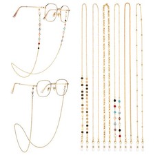 6 Pcs Eyeglass Chains for Women, Beaded Metal Alloy Glasses Strap Holder
