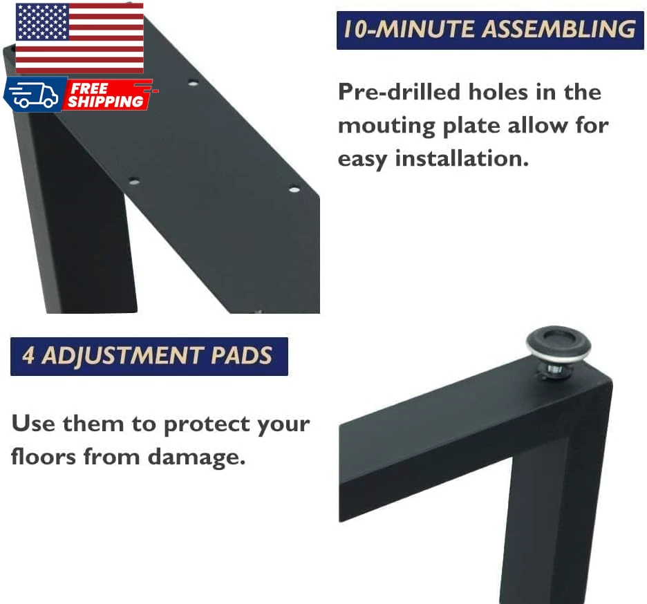 Bench Legs 16 Inch Triangle Metal Chair Base Legs with Backrest Bracket Set of 2 - Image 3 of 4