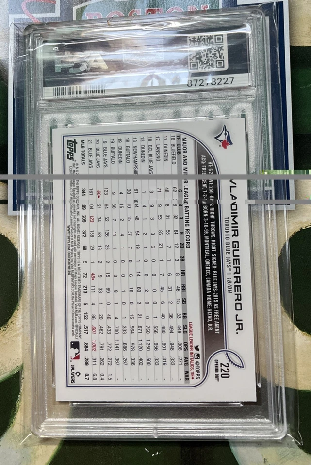 2022 TOPPS OPENING DAY #220B VLADIMIR GUERRERO JR. SP VARIATION PSA 9 - Image 2 of 2