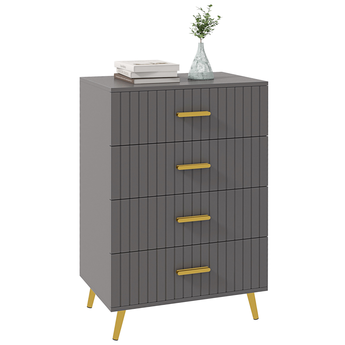 HOMCOM Bedroom Chest of Drawers 4-Drawer Dresser with Aluminium Legs