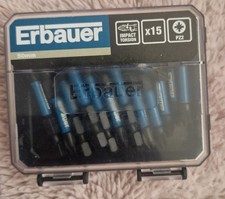 Erbauer Impact Torsion Bits Black Screwdriver Bit Box Set of 15