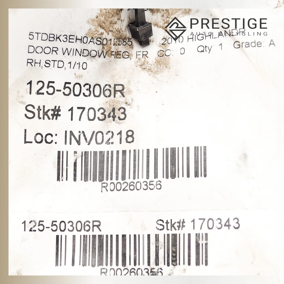 08–2013 TOYOTA HIGHLANDER Regulador de Janela de Porta com Motor Frente Direita 69801-0E050 - Imagem 4 de 4