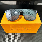Louis Vuitton Shield Sunglasses Black Plastic Frame Gray Tinted Monogram Lens — photo 1