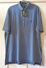 RLX Polo Ralph Lauren NWT Mens XL Newport Navy Blue Stripe Polo Shirt SS NWT 110