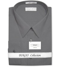 Biagio Mens 100 COTTON Solid CHARCOAL GREY Color Dress Shirt sz 15 34/35