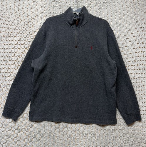 Polo Ralph Lauren Sweater Pullover Mens XL Gray 1/4 Zip 100%Cotton Knit Preppy - 第 1/9 張圖片