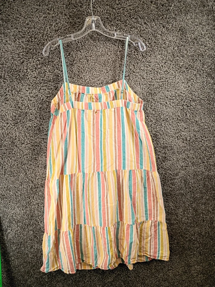 Vestido Roxy Midi con Tirantes para Mujer XL Multicolor Rayas Correas Ajustables Sin Mangas Foto 2 de 4