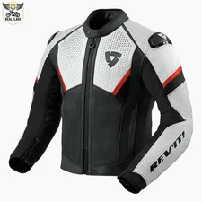 REV'IT! Racing Men’s Motorbike Cowhide Leather Racing Armored Jacket Men Biker