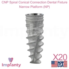 20x GDT CNP Spiral Conical Connection Hex Dental Fixture Narrow Platform NP