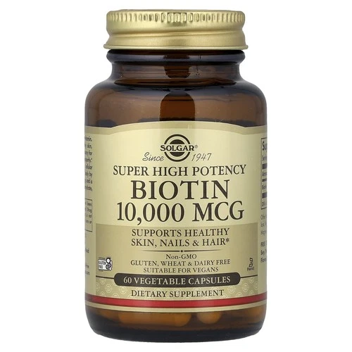 Solgar, Biotin, Super High Potency, 10,000 mcg, 60 Veg Capsules