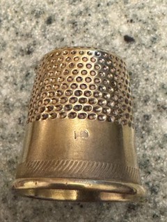 Antique Brass Thimble Mystery Maker Diagonal Stripes size 10 3.2g