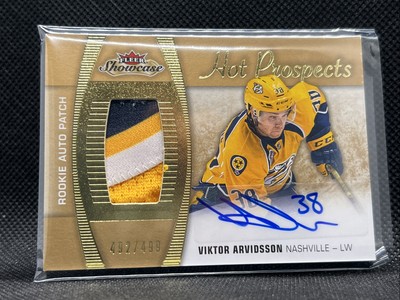 2015-16 Fleer Showcase Hot Prospects Rookie Patch Auto Viktor Arvidsson #492/499