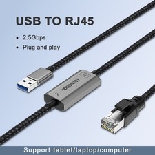 USB to Ethernet Cable USB to RJ45 2.5G Gigabit High speed Wired LAN Network 5ft