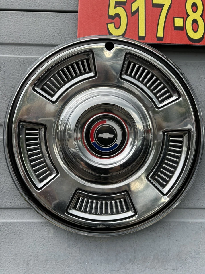 Chevrolet Chevelle Malibu 1967 Elcamino 14"" juego de tapacubos Poverty 4 rojo blanco azul Foto 2 de 4