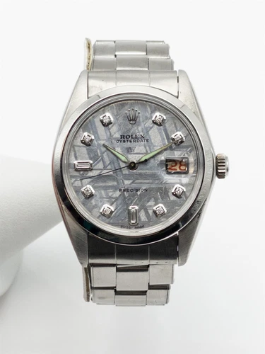 Vintage $13,000 34mm OYSTERDATE ROLEX RED DATE Meteorite Diamond Mens Watch WTY